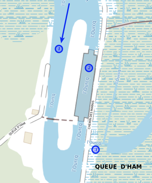 Plan de l'écluse de La Queue d'Ham – Infographie AFLO 2026
