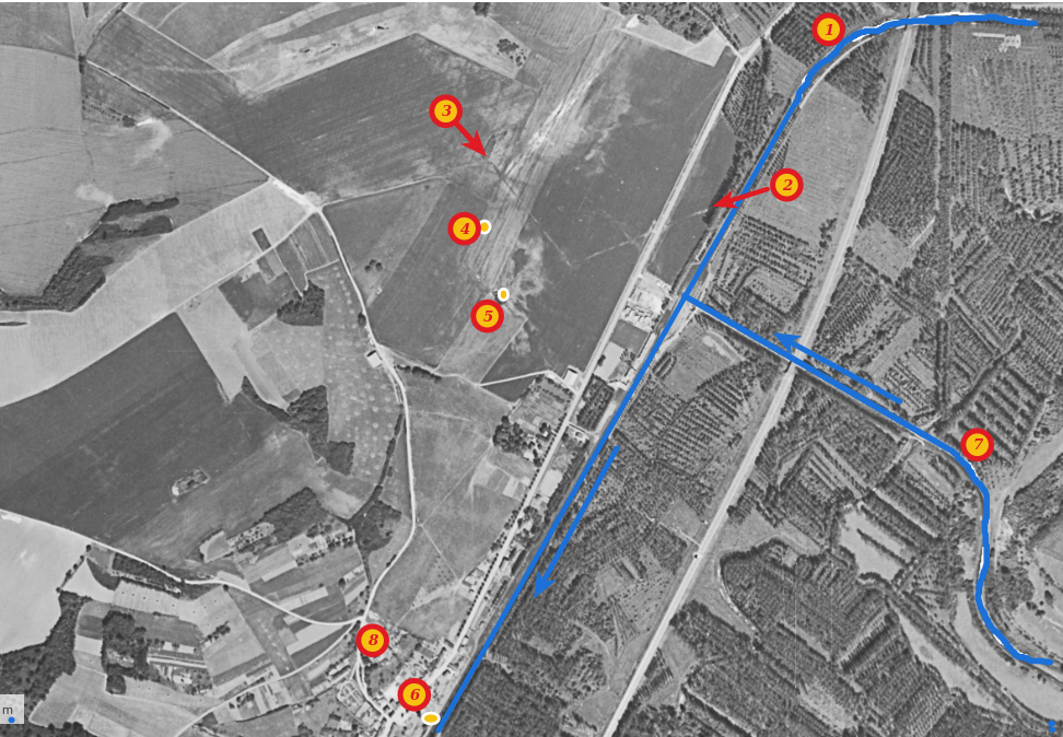 Vue aérienne du secteur de Neufchelles vers 1950