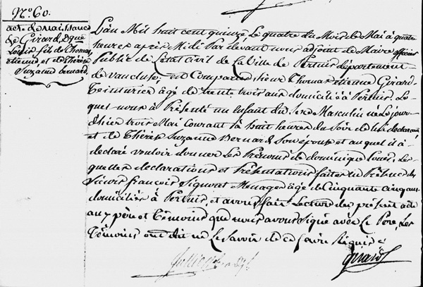 Acte de naissance de Louis-Dominique GIRARD